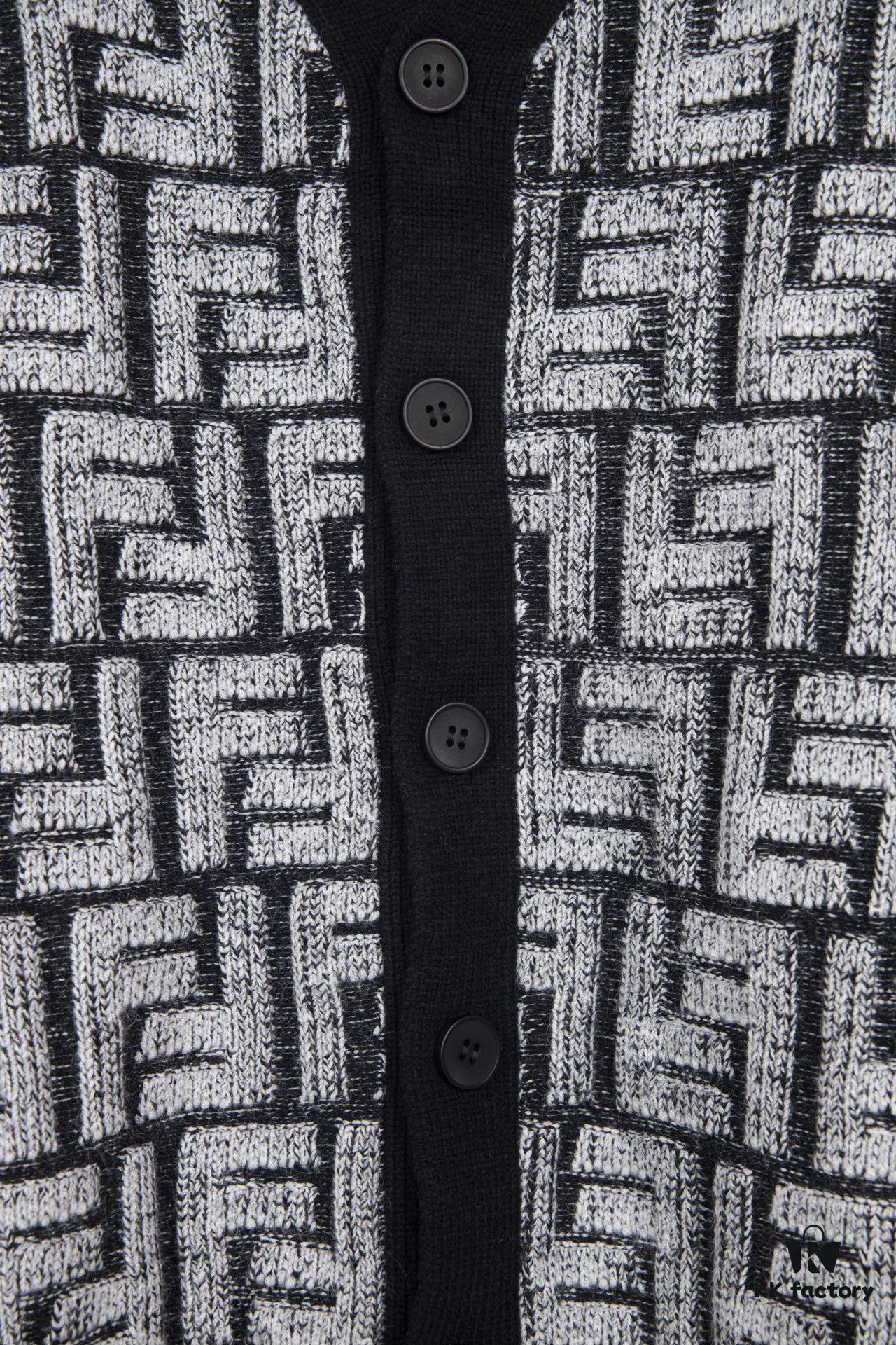 Fedi 24 Full Print Embossed Knit Cardigan - Stylish, Soft and Comfortable with Exquisite Craftsmanship