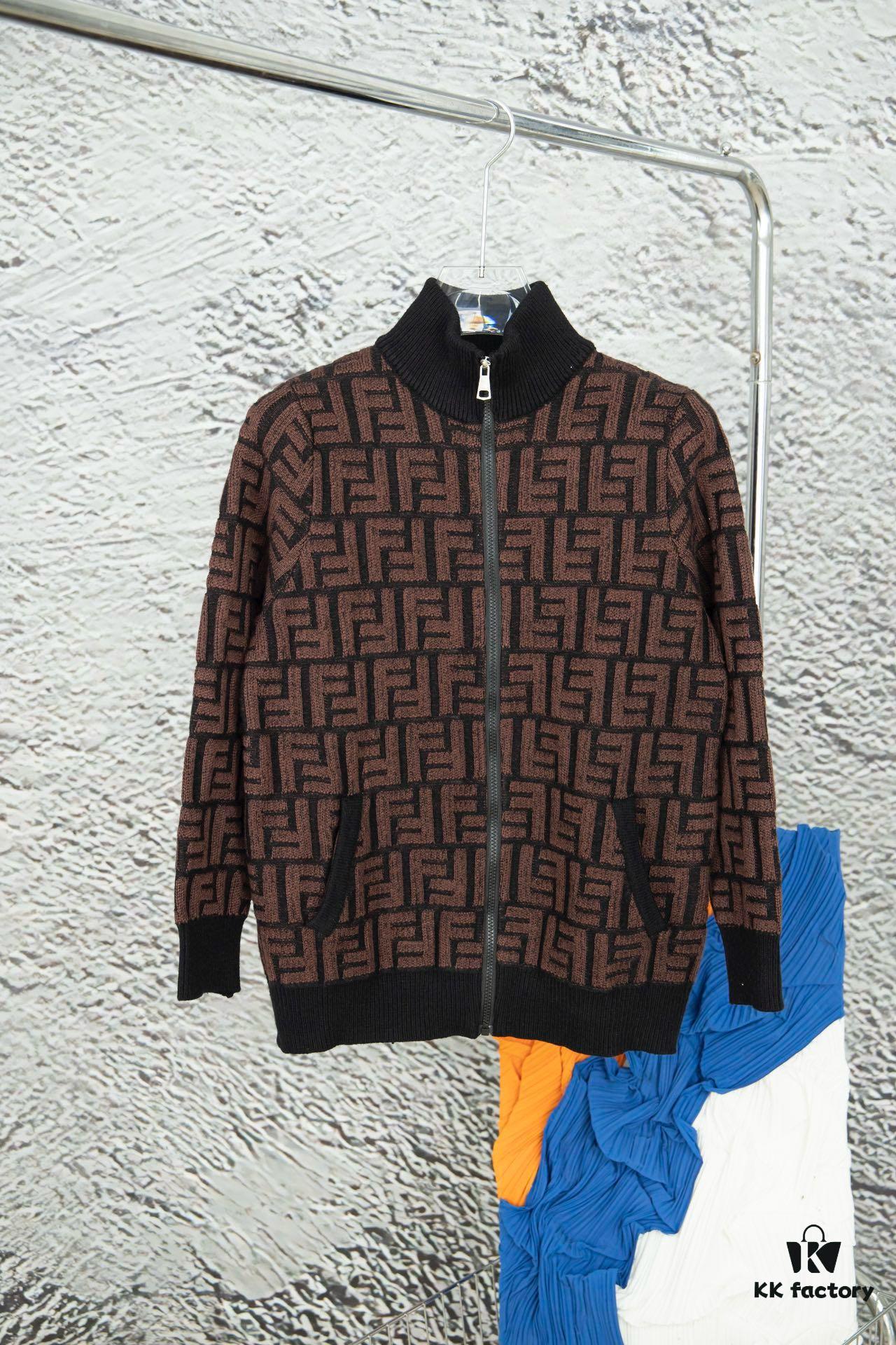 2023 New Arrival Fendi Knit Zip-Up Jacket, Exclusive Design, Distinctive Jacquard Texture with Clear Dimensional Contrast, Exceptionally Stylish, Pairs Effortlessly with Any Outfit