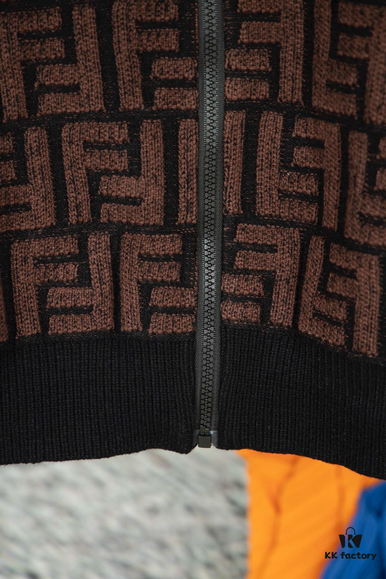 2023 New Arrival Fendi Knit Zip-Up Jacket, Exclusive Design, Distinctive Jacquard Texture with Clear Dimensional Contrast, Exceptionally Stylish, Pairs Effortlessly with Any Outfit