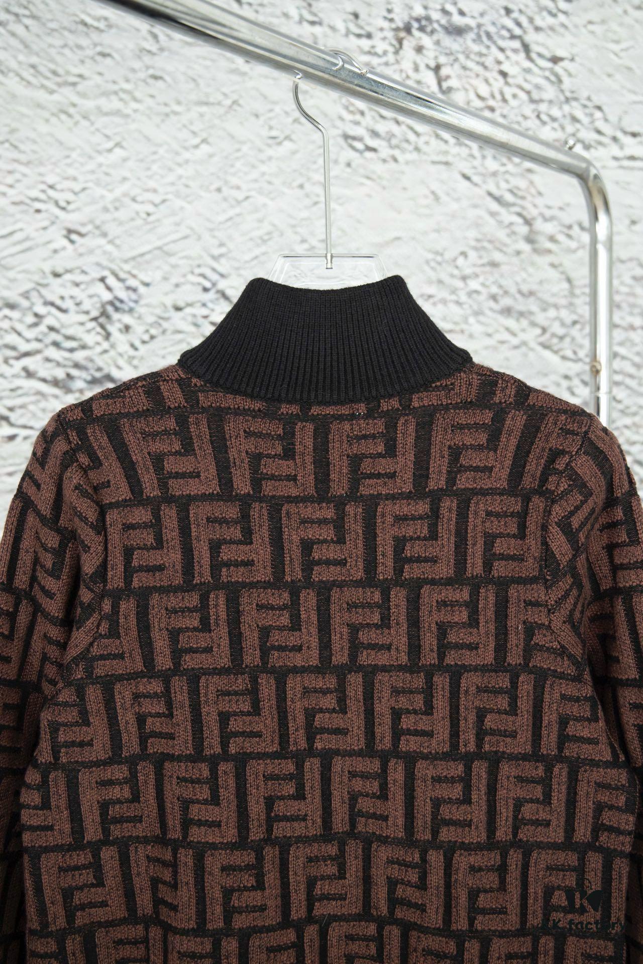 2023 New Arrival Fendi Knit Zip-Up Jacket, Exclusive Design, Distinctive Jacquard Texture with Clear Dimensional Contrast, Exceptionally Stylish, Pairs Effortlessly with Any Outfit