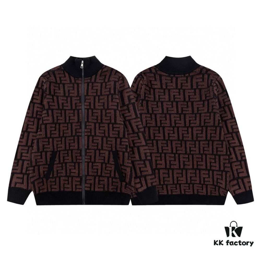 2023 New Arrival Fendi Knit Zip-Up Jacket, Exclusive Design with Unique Jacquard Texture, Soft and Comfortable Fabric, Anti-Pilling, Non-Irritating, Perfect Fit and High Aesthetic Appeal