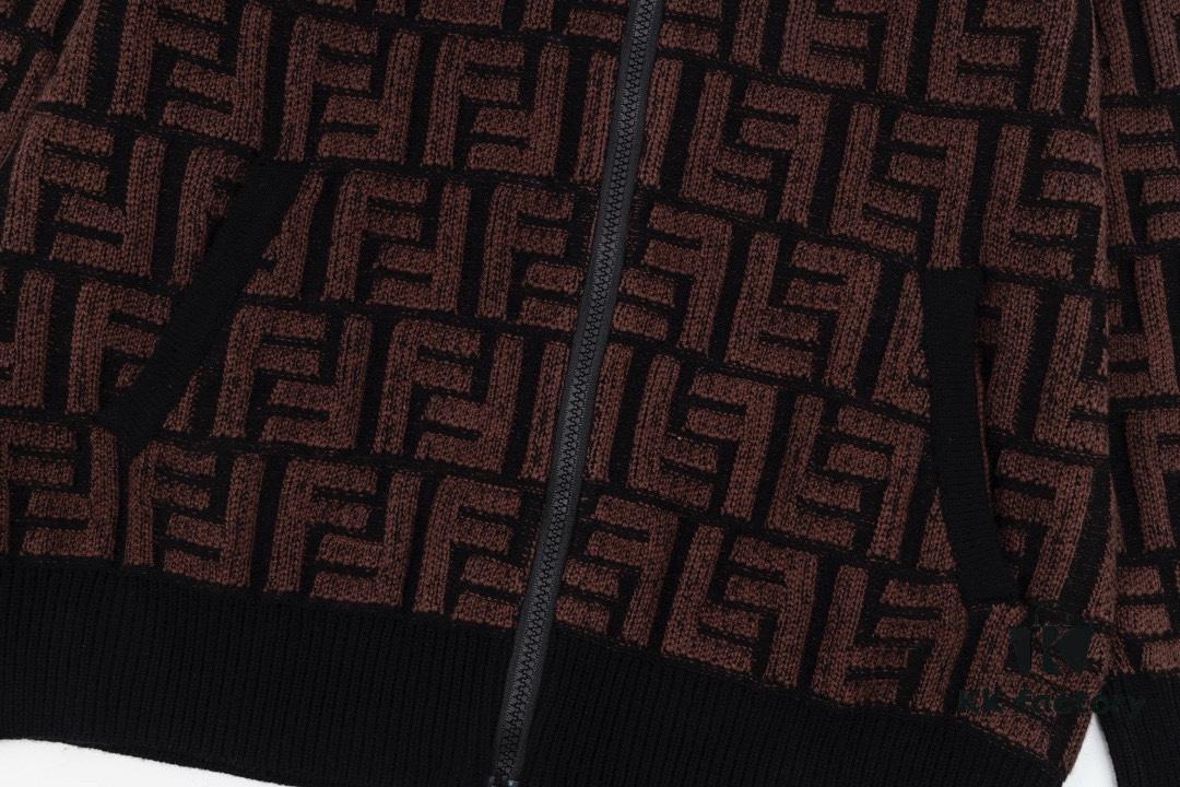 2023 New Arrival Fendi Knit Zip-Up Jacket, Exclusive Design with Unique Jacquard Texture, Soft and Comfortable Fabric, Anti-Pilling, Non-Irritating, Perfect Fit and High Aesthetic Appeal