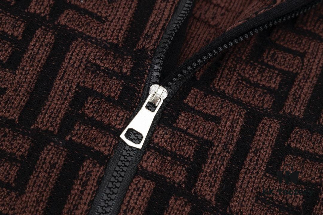 2023 New Arrival Fendi Knit Zip-Up Jacket, Exclusive Design with Unique Jacquard Texture, Soft and Comfortable Fabric, Anti-Pilling, Non-Irritating, Perfect Fit and High Aesthetic Appeal