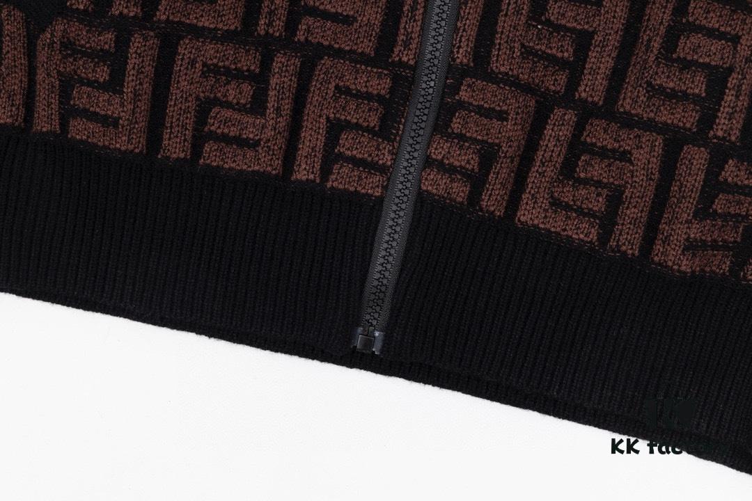 2023 New Arrival Fendi Knit Zip-Up Jacket, Exclusive Design with Unique Jacquard Texture, Soft and Comfortable Fabric, Anti-Pilling, Non-Irritating, Perfect Fit and High Aesthetic Appeal