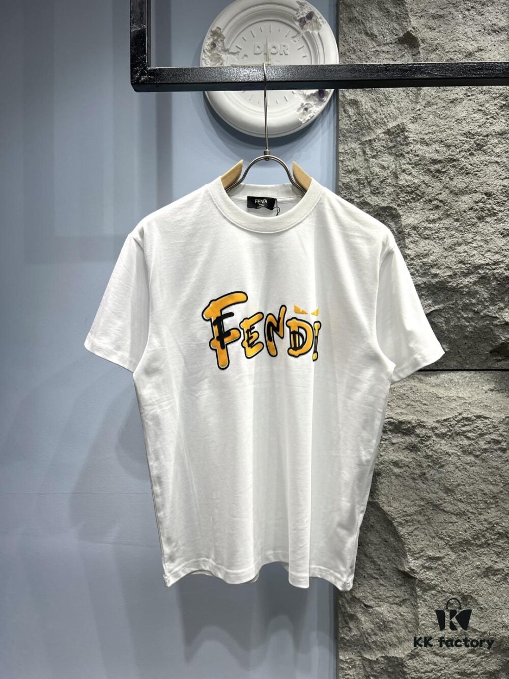 FENDI Rainbow Print Logo Short Sleeve T-Shirt