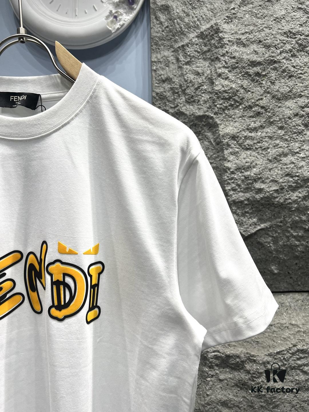 FENDI Rainbow Print Logo Short Sleeve T-Shirt