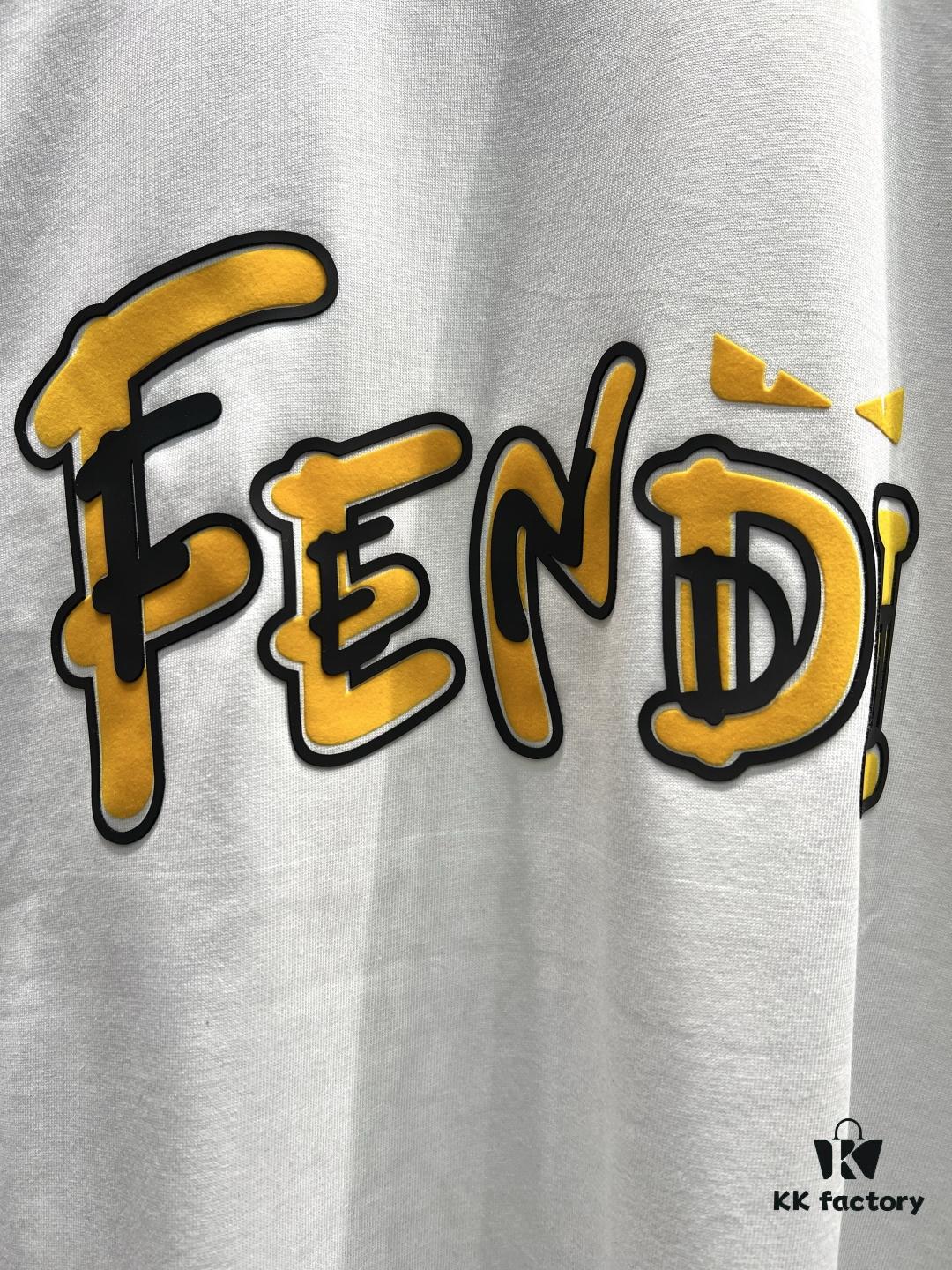 FENDI Rainbow Print Logo Short Sleeve T-Shirt