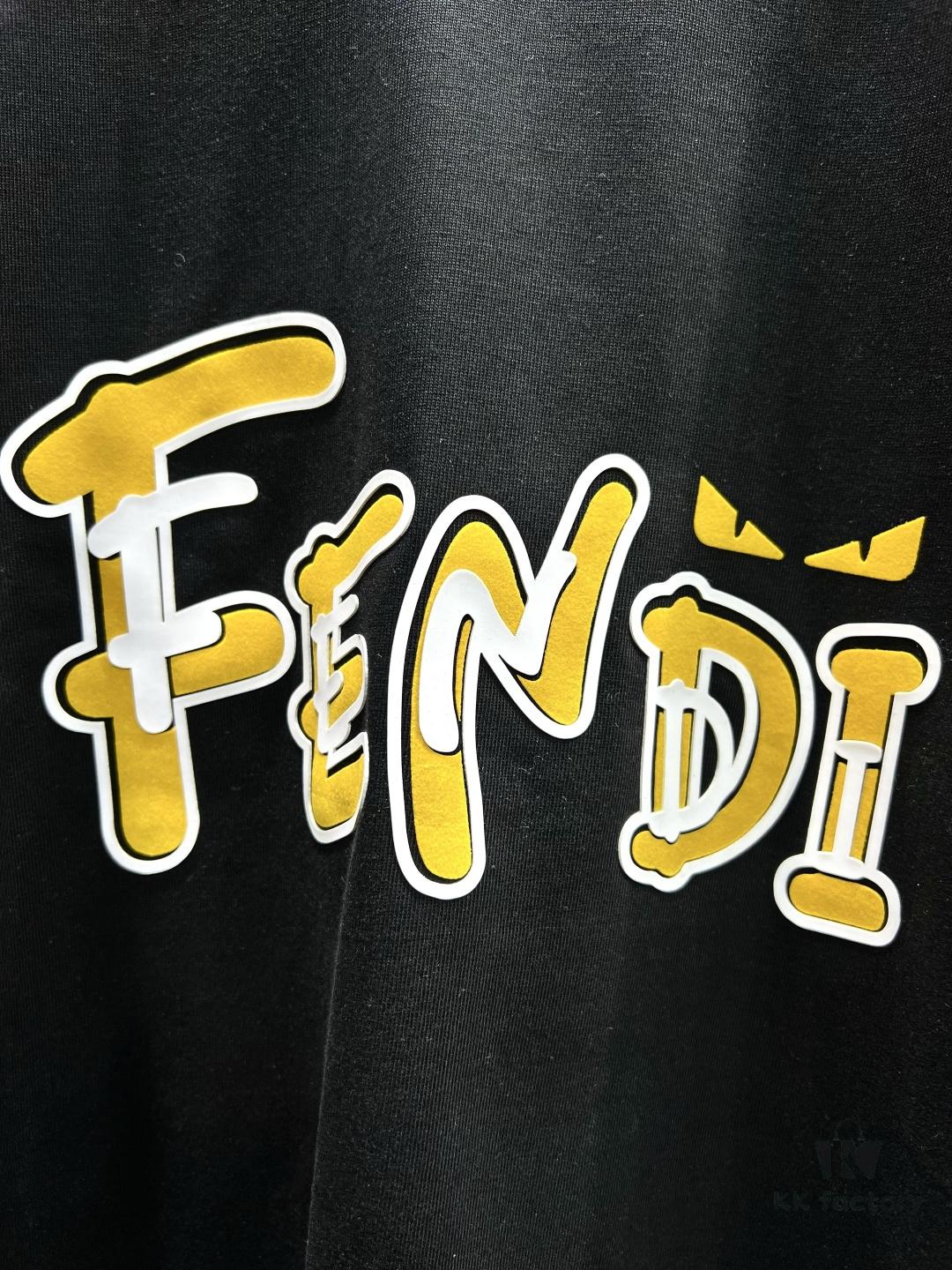 FENDI Rainbow Print Logo Short Sleeve T-Shirt