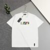 Fendi FD Colorful Embroidered FF Logo Short Sleeve T-Shirt, Inverted FF Embroidery on Back, Tatami Stitching Technique, 32s 280g Double-combed Cotton Fabric, Soft, Breathable, Anti-deformation, Anti-shrinkage, Fade-resistant, Loose Fit Unisex Design