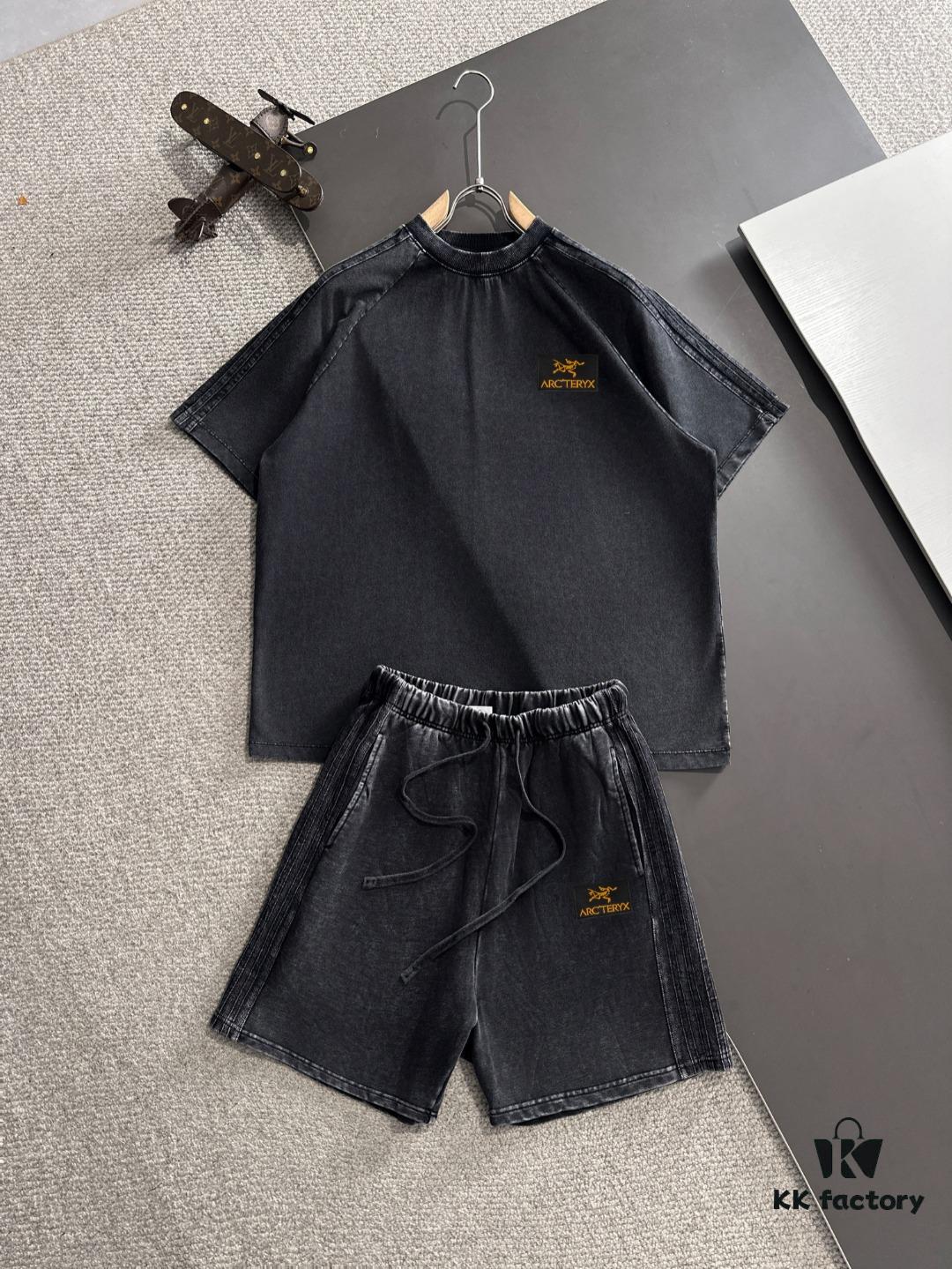 Arc'teryx High-End Custom 2025 Spring/Summer New Casual Washed Suit with Elastic Waistband, Wax-Dyed Cowhide Fabric for Breathability and Sweat Absorption