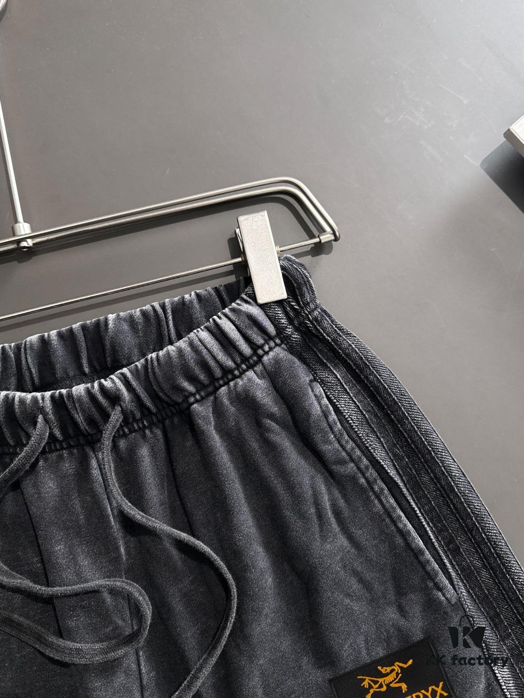 Arc'teryx High-End Custom 2025 Spring/Summer New Casual Washed Suit with Elastic Waistband, Wax-Dyed Cowhide Fabric for Breathability and Sweat Absorption