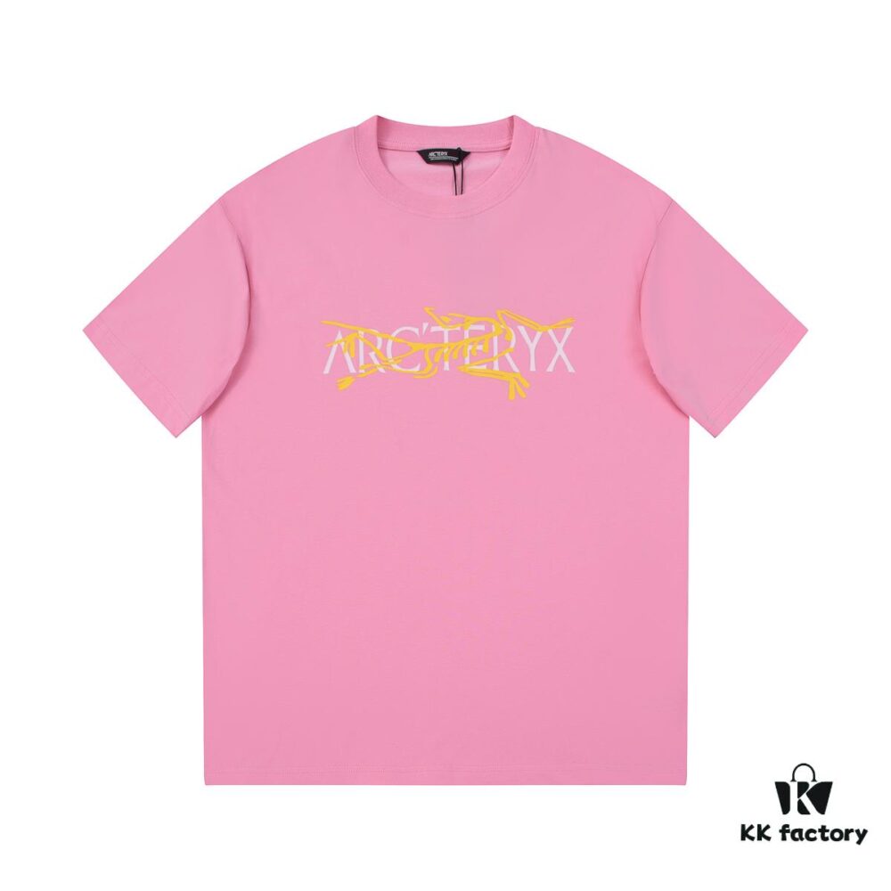 New Arrival 2025 Spring and Summer ARC'TERYX Z668003 Short Sleeve T-Shirt, High-Quality Washed Cotton Crew Neck Tee with Silicone Embossed Logo, Unisex Fashion Design