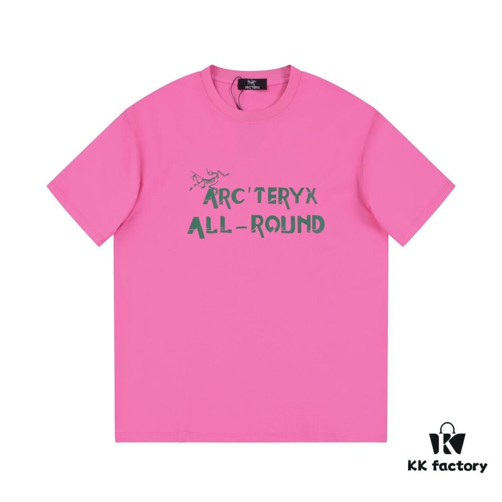 New Arrival ARC'TERYX Short Sleeve T-Shirt, Front Chest Graffiti Bird Dual Design, 32-Single Double High GSM Washed Cotton Fabric, Shrink-Resistant and Shape-Retaining, Classic Unisex Style