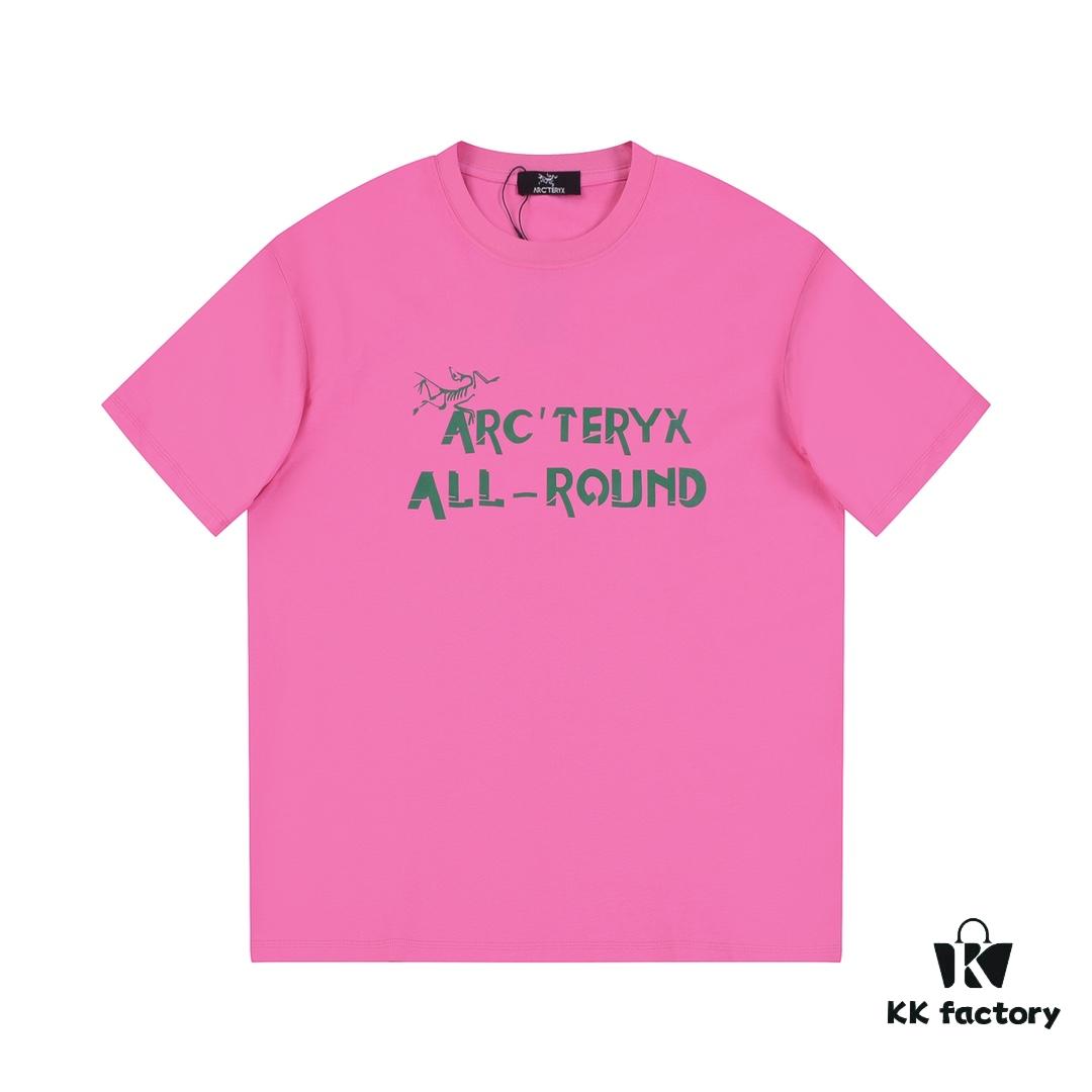 New Arrival ARC'TERYX Short Sleeve T-Shirt, Front Chest Graffiti Bird Dual Design, 32-Single Double High GSM Washed Cotton Fabric, Shrink-Resistant and Shape-Retaining, Classic Unisex Style