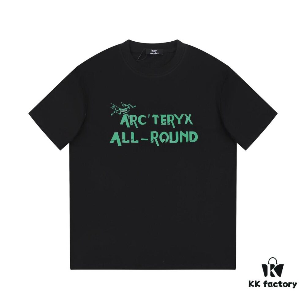New Arrival ARC'TERYX Short Sleeve T-Shirt, Front Logo Graffiti Bird Dual Design, 32-Single High-Grammage Cotton Washed Fabric, Shrink-Resistant and Shape-Retaining, Unisex Style
