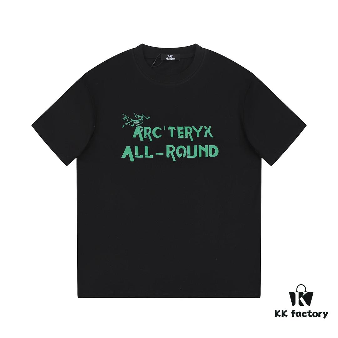 New Arrival ARC'TERYX Short Sleeve T-Shirt, Front Logo Graffiti Bird Dual Design, 32-Single High-Grammage Cotton Washed Fabric, Shrink-Resistant and Shape-Retaining, Unisex Style