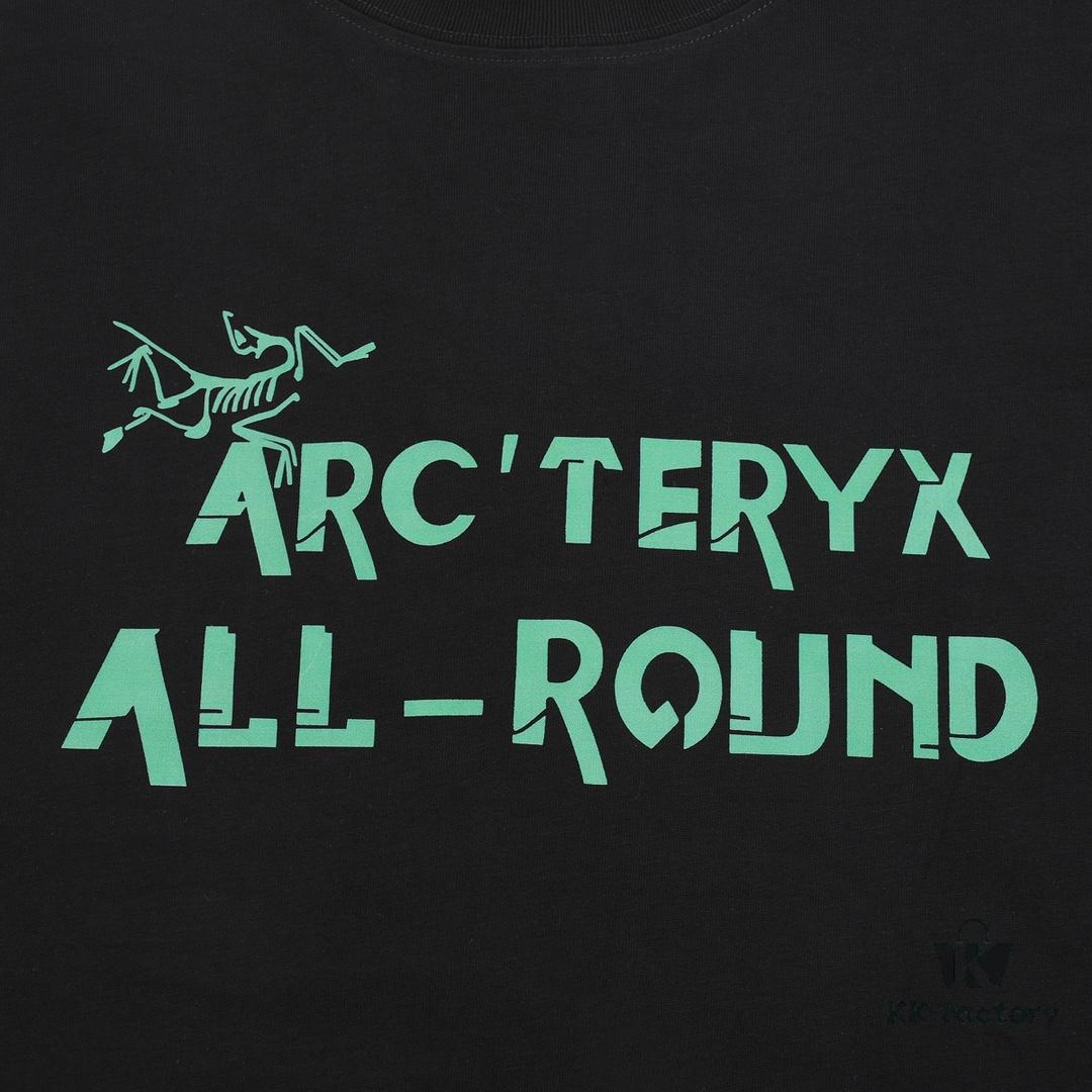 New Arrival ARC'TERYX Short Sleeve T-Shirt, Front Logo Graffiti Bird Dual Design, 32-Single High-Grammage Cotton Washed Fabric, Shrink-Resistant and Shape-Retaining, Unisex Style