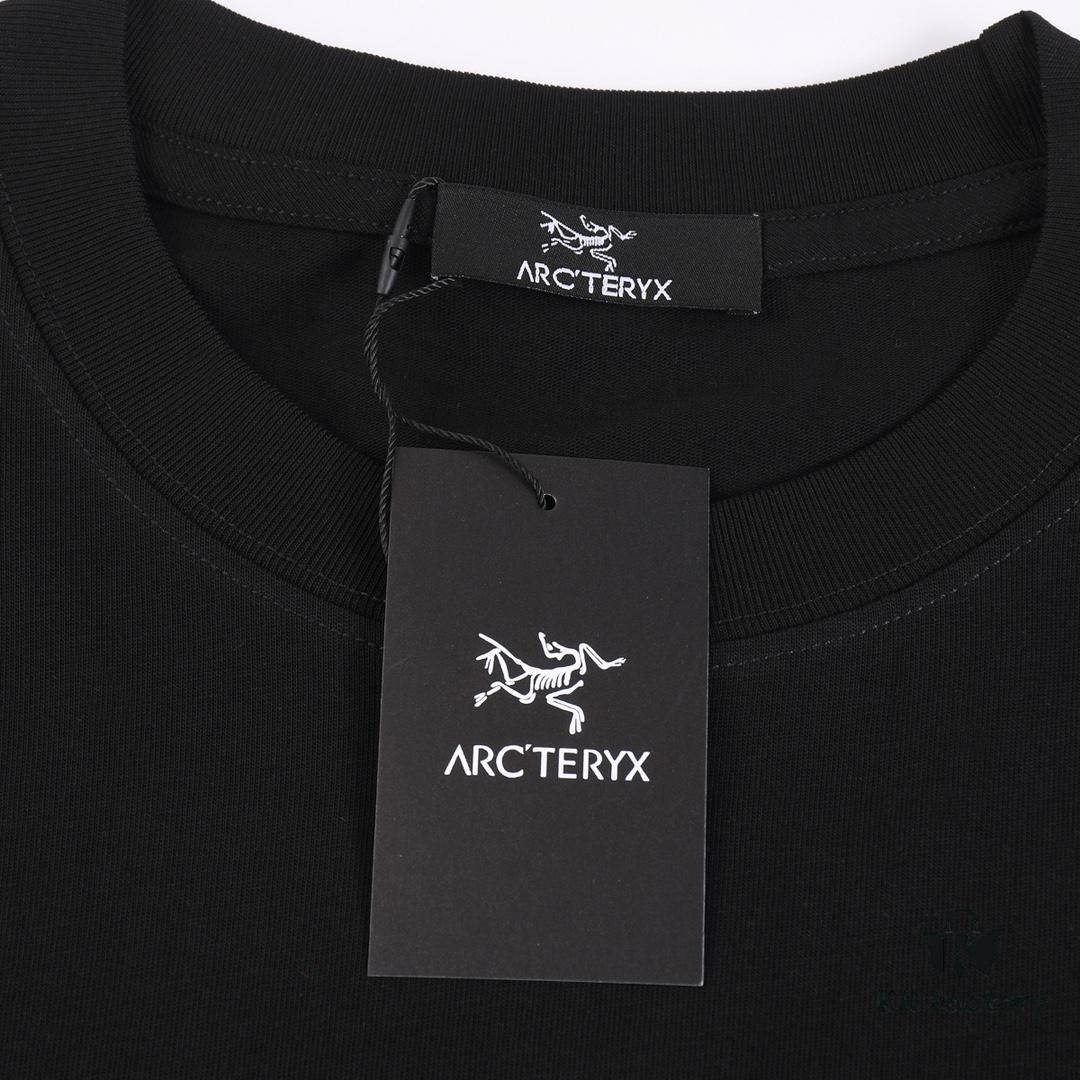 New Arrival ARC'TERYX Short Sleeve T-Shirt, Front Logo Graffiti Bird Dual Design, 32-Single High-Grammage Cotton Washed Fabric, Shrink-Resistant and Shape-Retaining, Unisex Style