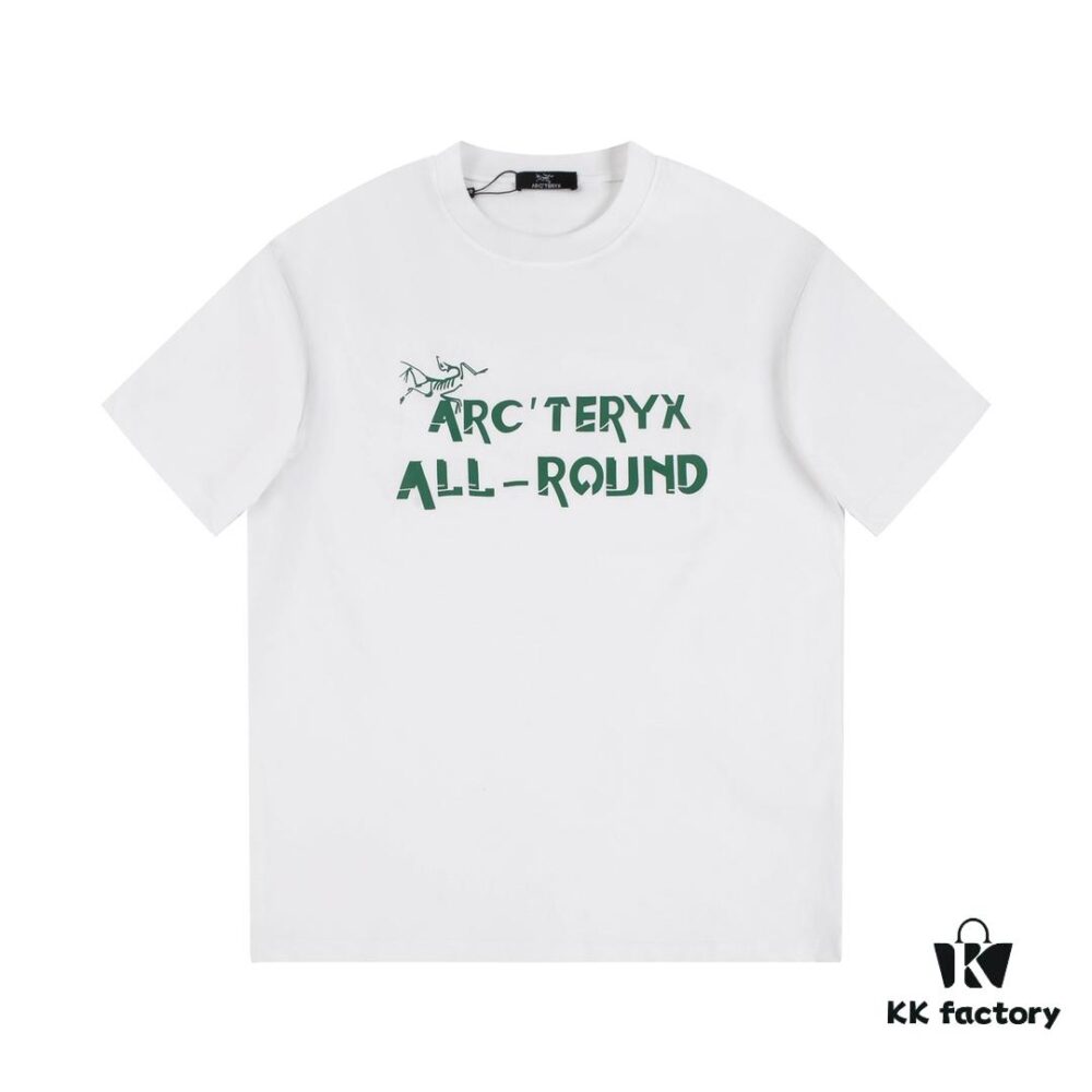 New Arrival ARC'TERYX Short Sleeve T-Shirt, Graffiti Bird Logo Design, 32-Single High-Gram Weight Cotton Washed Fabric, Anti-Shrink and Non-Deformation with Twin-Needle Stitching, Classic Unisex Fashion Top