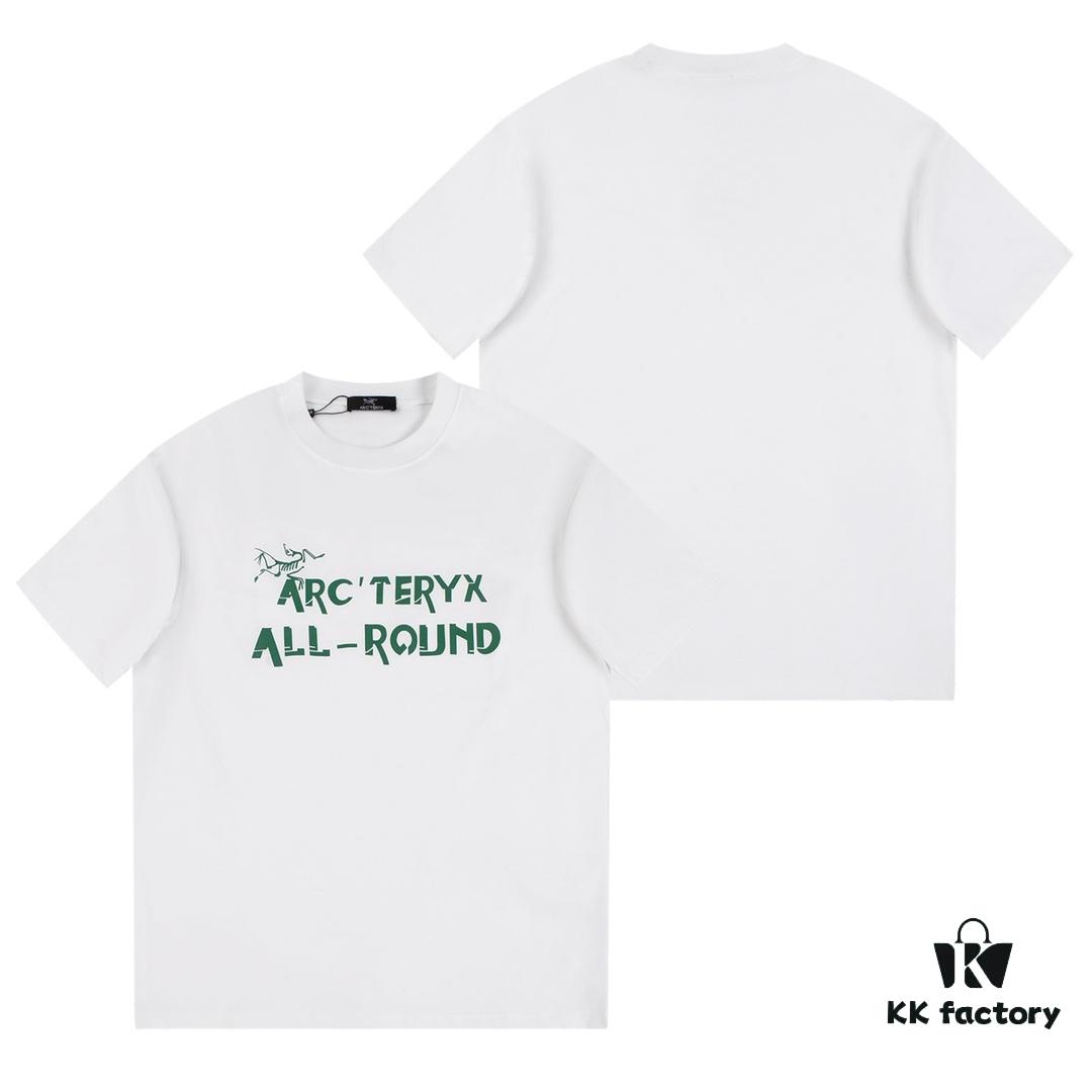 New Arrival ARC'TERYX Short Sleeve T-Shirt, Graffiti Bird Logo Design, 32-Single High-Gram Weight Cotton Washed Fabric, Anti-Shrink and Non-Deformation with Twin-Needle Stitching, Classic Unisex Fashion Top