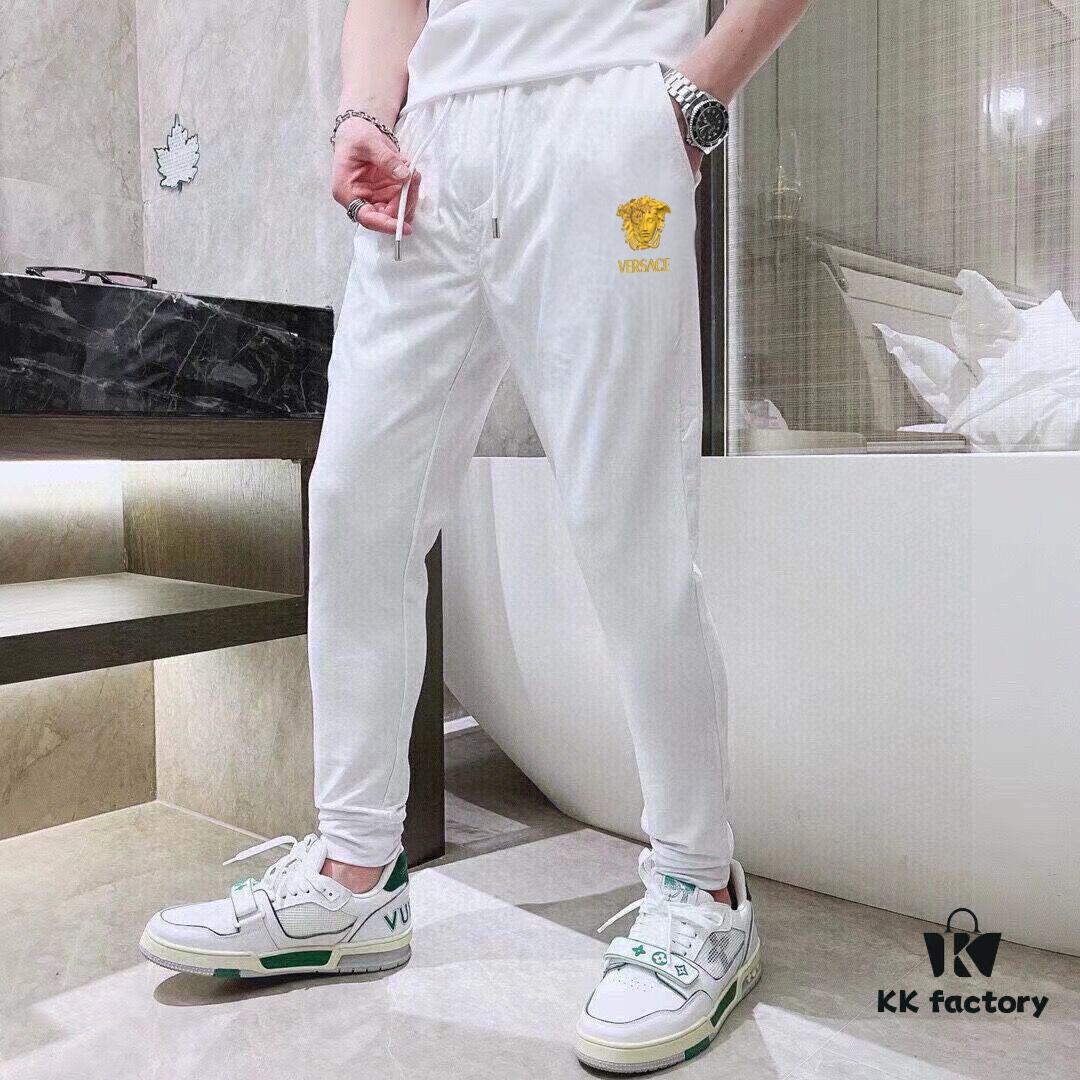 VERSACE Men's High-Quality Double-Mercerized Cotton Suit Set, Imported Premium Fabric, Fashion Trend Summer Collection 2025