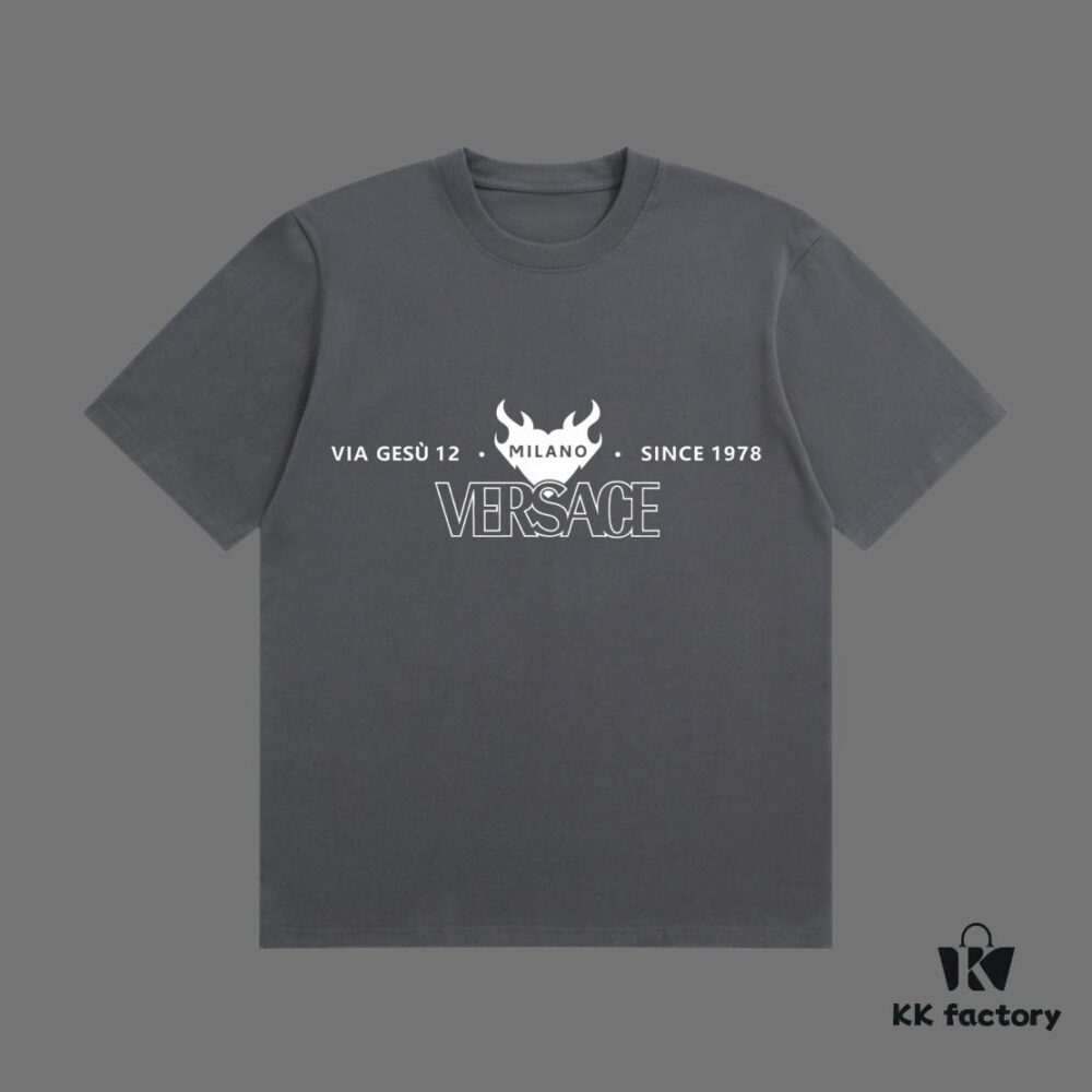 VERSACE 2025 Fall Spring Collection Medusa Logo Short Sleeve T-Shirt, Premium 270G 32-Count Double-Yarn Pure Cotton Fabric, Distinct from Regular Prints, Relaxed Fit Unisex Design