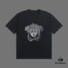 VERSACE 2025 Fall Spring/Summer Collection Medusa Logo Short Sleeve T-Shirt, Premium Quality, Distinctive from Regular Print, Custom Woven 270G 32-Count Double-Yarn Pure Cotton Fabric, Loose Fit Unisex Design