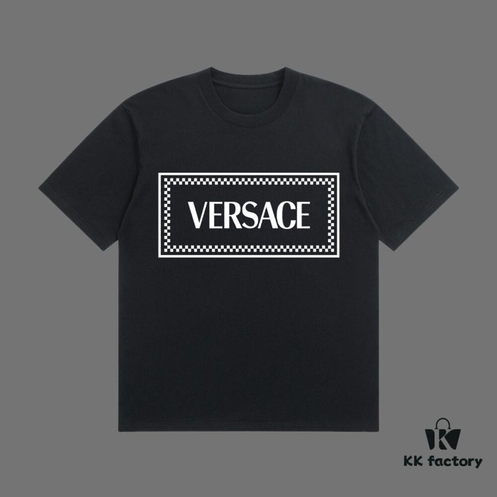 VERSACE 2025 Fall Spring-Summer Collection Medusa Logo Short Sleeve T-Shirt, Premium Quality, Distinct from Regular Prints, Woven 270G 32-Count Double-Yarn Pure Cotton Fabric, Loose Fit Unisex Design