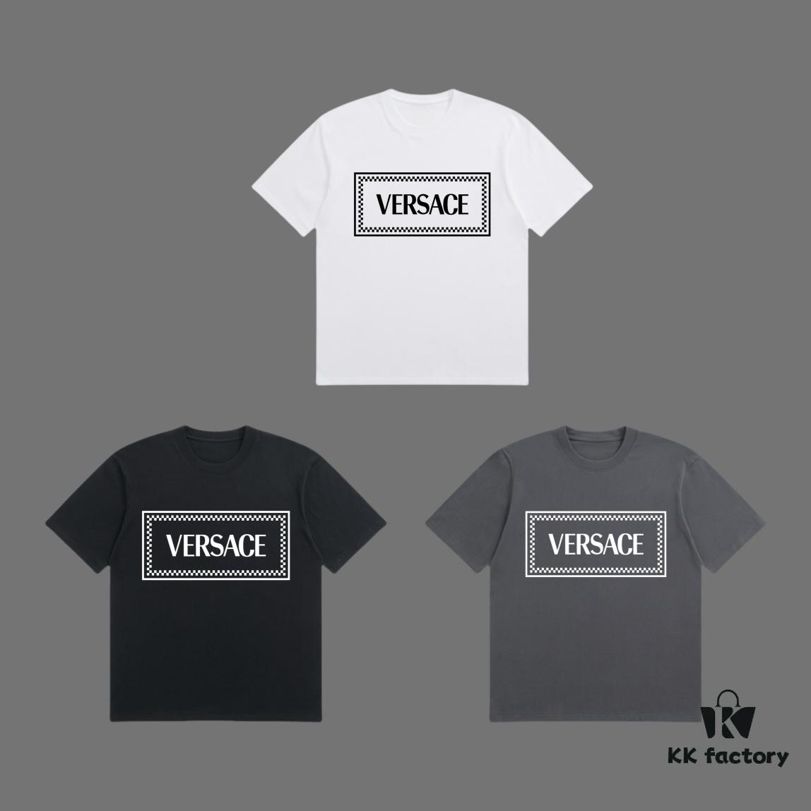 VERSACE 2025 Fall Spring-Summer Collection Medusa Logo Short Sleeve T-Shirt, Premium Quality, Distinct from Regular Prints, Woven 270G 32-Count Double-Yarn Pure Cotton Fabric, Loose Fit Unisex Design