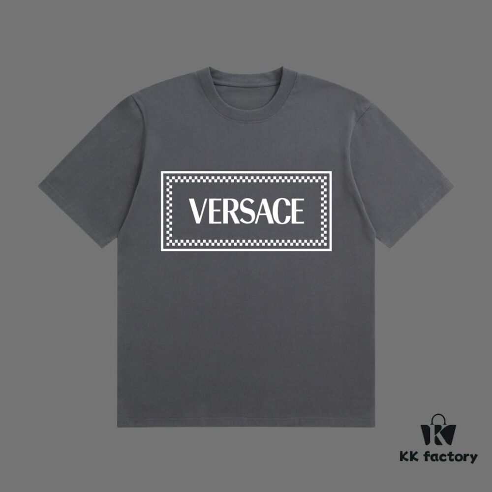 VERSACE 2025 Fall Spring-Summer Collection Medusa Logo Short Sleeve T-Shirt Premium Quality, Custom Woven 270G 32-Count Double-Yarn Pure Cotton Fabric, Distinct from Regular Print, Relaxed Fit Unisex Design