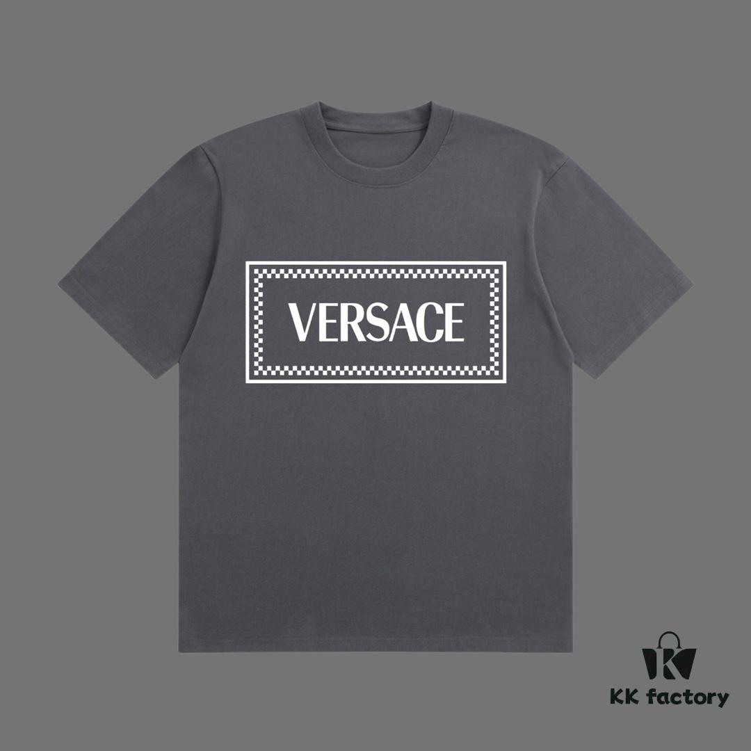 VERSACE 2025 Fall Spring-Summer Collection Medusa Logo Short Sleeve T-Shirt Premium Quality, Custom Woven 270G 32-Count Double-Yarn Pure Cotton Fabric, Distinct from Regular Print, Relaxed Fit Unisex Design