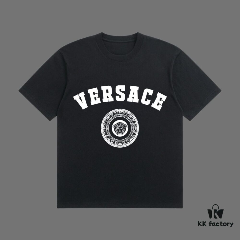 VERSACE 2025 Fall Spring/Summer Collection Medusa Logo Short-Sleeve T-Shirt Premium Quality, Distinctive from Regular Prints, Crafted in 270G 32-Count Double-Yarn Pure Cotton Fabric, Relaxed Fit Unisex Design