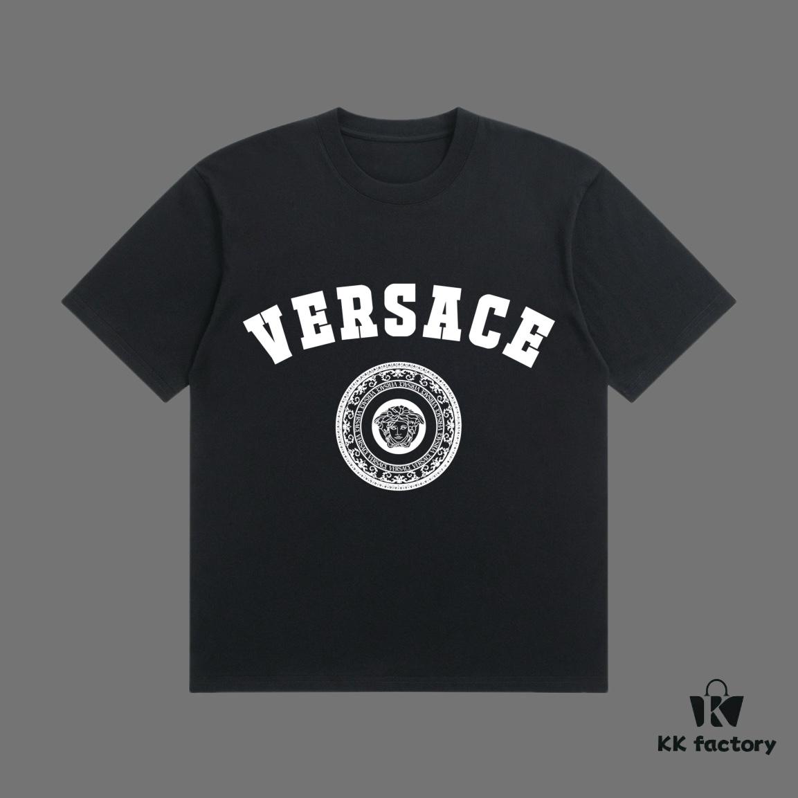 VERSACE 2025 Fall Spring/Summer Collection Medusa Logo Short-Sleeve T-Shirt Premium Quality, Distinctive from Regular Prints, Crafted in 270G 32-Count Double-Yarn Pure Cotton Fabric, Relaxed Fit Unisex Design