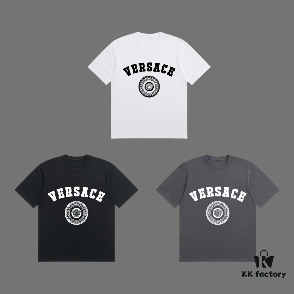 VERSACE 2025 Fall Spring/Summer Collection Medusa Logo Short-Sleeve T-Shirt Premium Quality, Distinctive from Regular Prints, Crafted in 270G 32-Count Double-Yarn Pure Cotton Fabric, Relaxed Fit Unisex Design