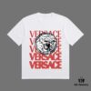 VERSACE 2025 Fall Spring/Summer Collection Medusa Logo Short Sleeve T-Shirt, Premium Quality, Custom Woven 270G 32-Count Double-Yarn Pure Cotton Fabric, Relaxed Fit Unisex Design