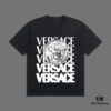 VERSACE 2025 Fall Spring/Summer Collection Medusa Logo Short Sleeve T-Shirt, Premium Quality Custom-Woven 270G 32-Count Double-Yarn Cotton Fabric, Relaxed Unisex Fit