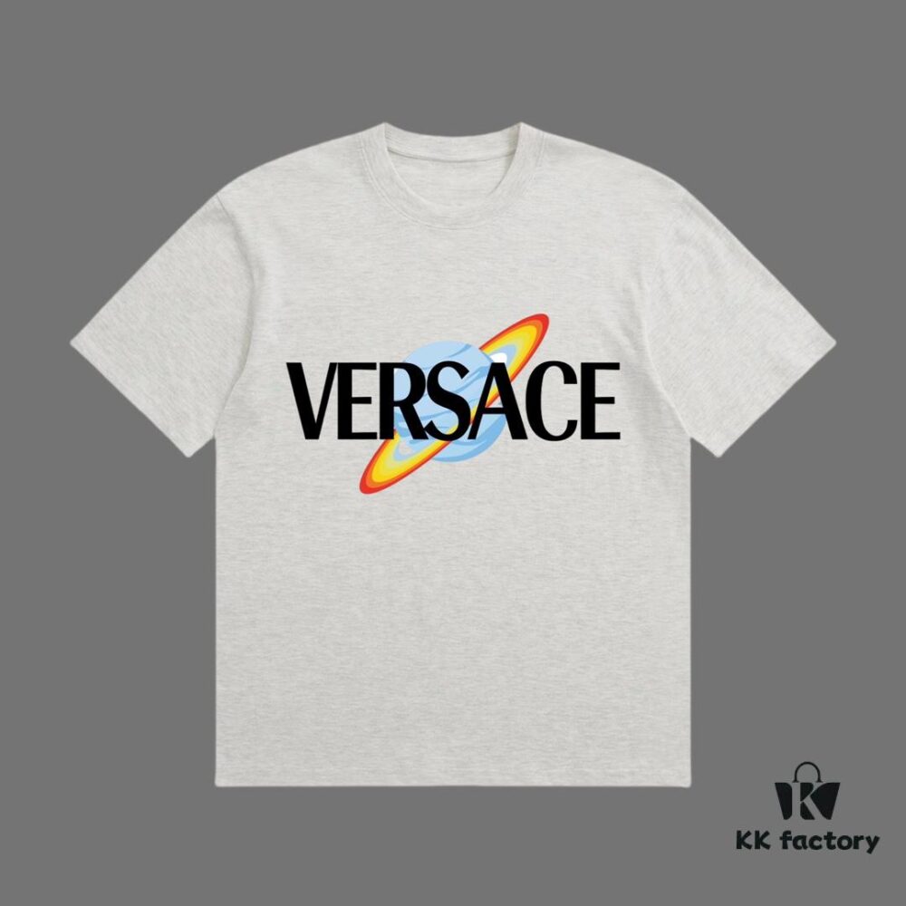 VERSACE 2025 Fall Spring-Summer Collection Cosmic Planet Short Sleeve T-Shirt Premium Quality, Distinctive from Regular Prints, Made of Custom-Woven 270G 32-Thread Double-Yarn Pure Cotton Fabric, Relaxed Unisex Fit