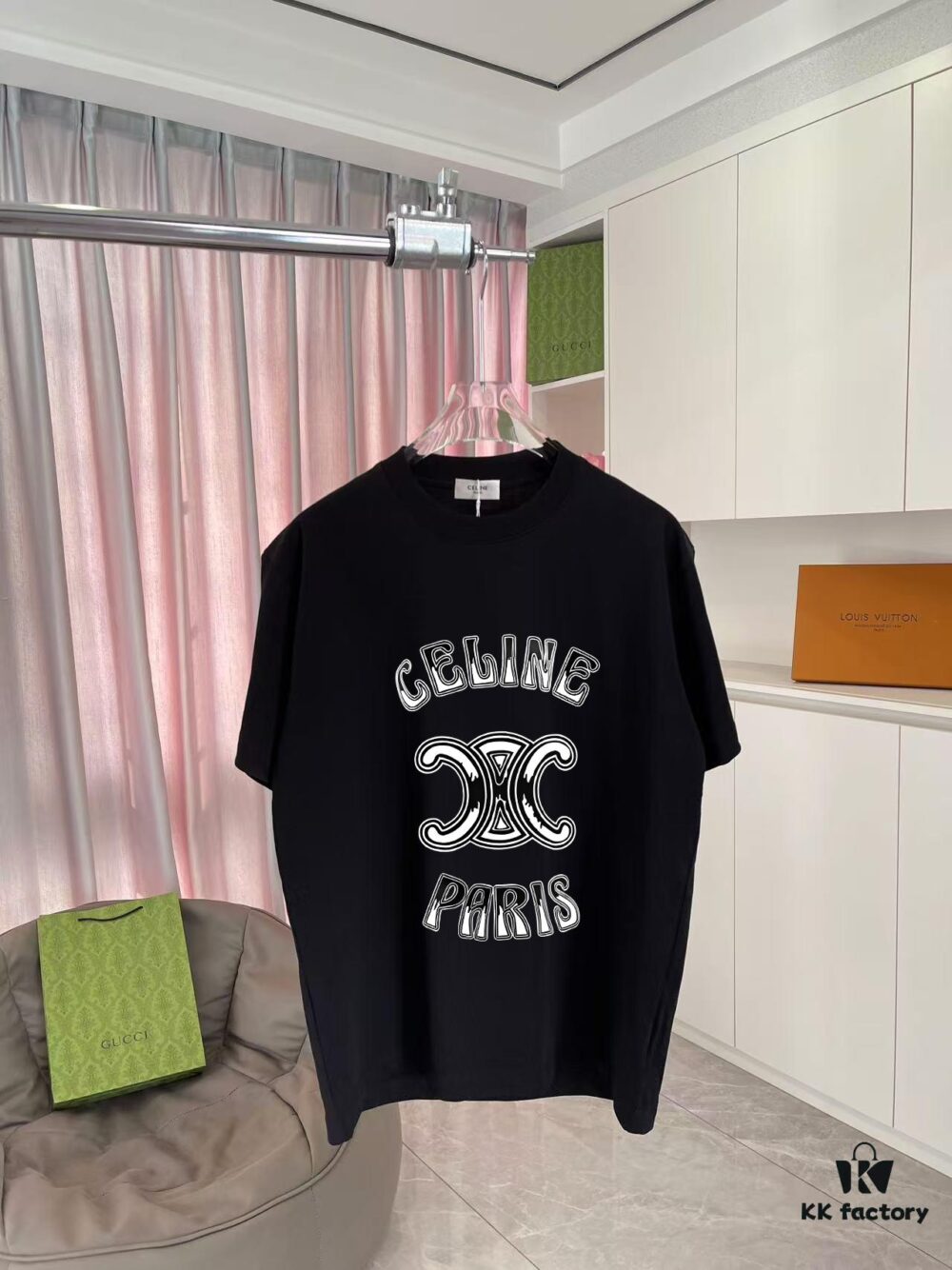 Celine 2025 Summer New Arrival Personalized Letter Logo Print Custom Fabric 300g Short Sleeve T-Shirt Unisex