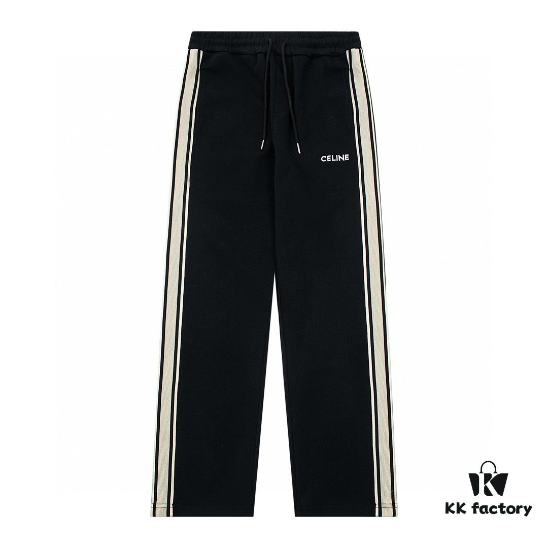 Celine New Embroidered Letter Woven Straight Sweatpants Casual Unisex Long Pants
