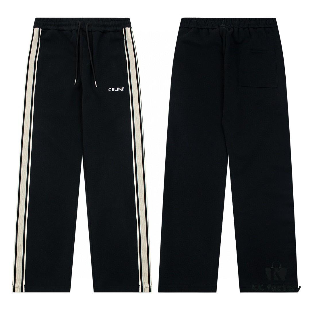 Celine New Embroidered Letter Woven Straight Sweatpants Casual Unisex Long Pants