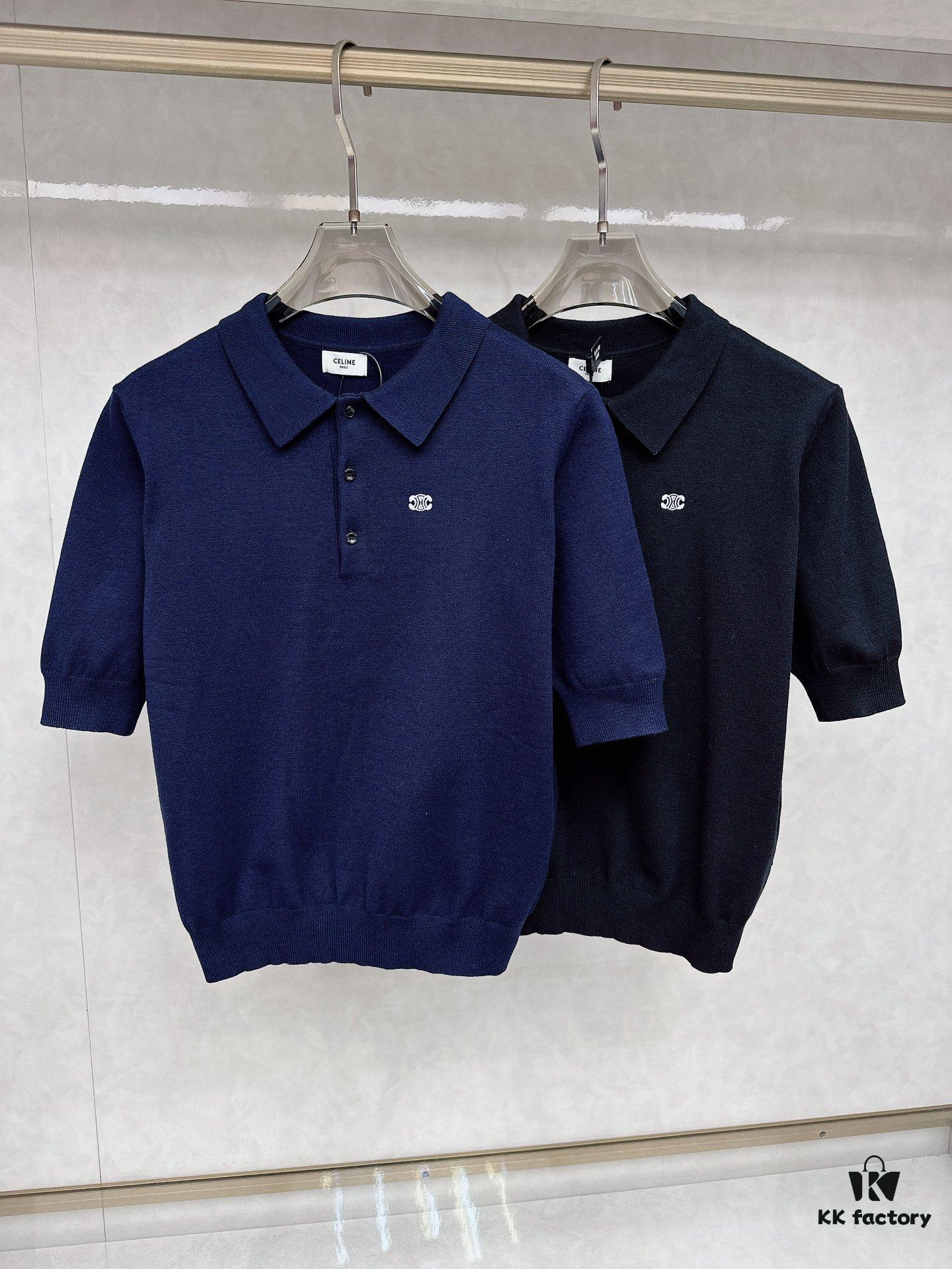 CELINE Arc de Triomphe Embroidered Polo Shirt