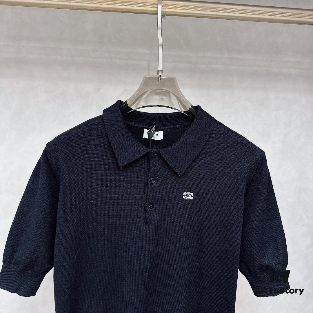 CELINE Arc de Triomphe Embroidered Polo Shirt