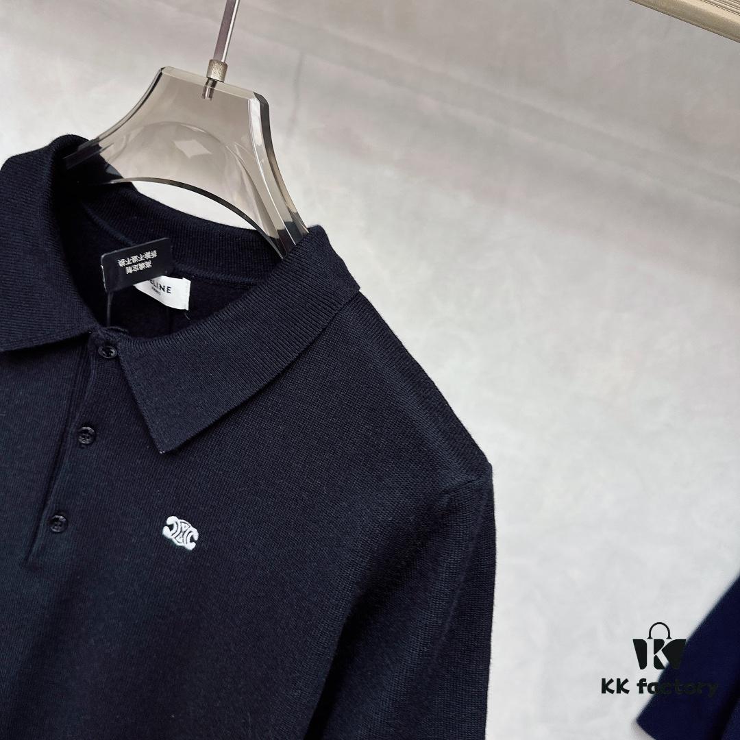 CELINE Arc de Triomphe Embroidered Polo Shirt