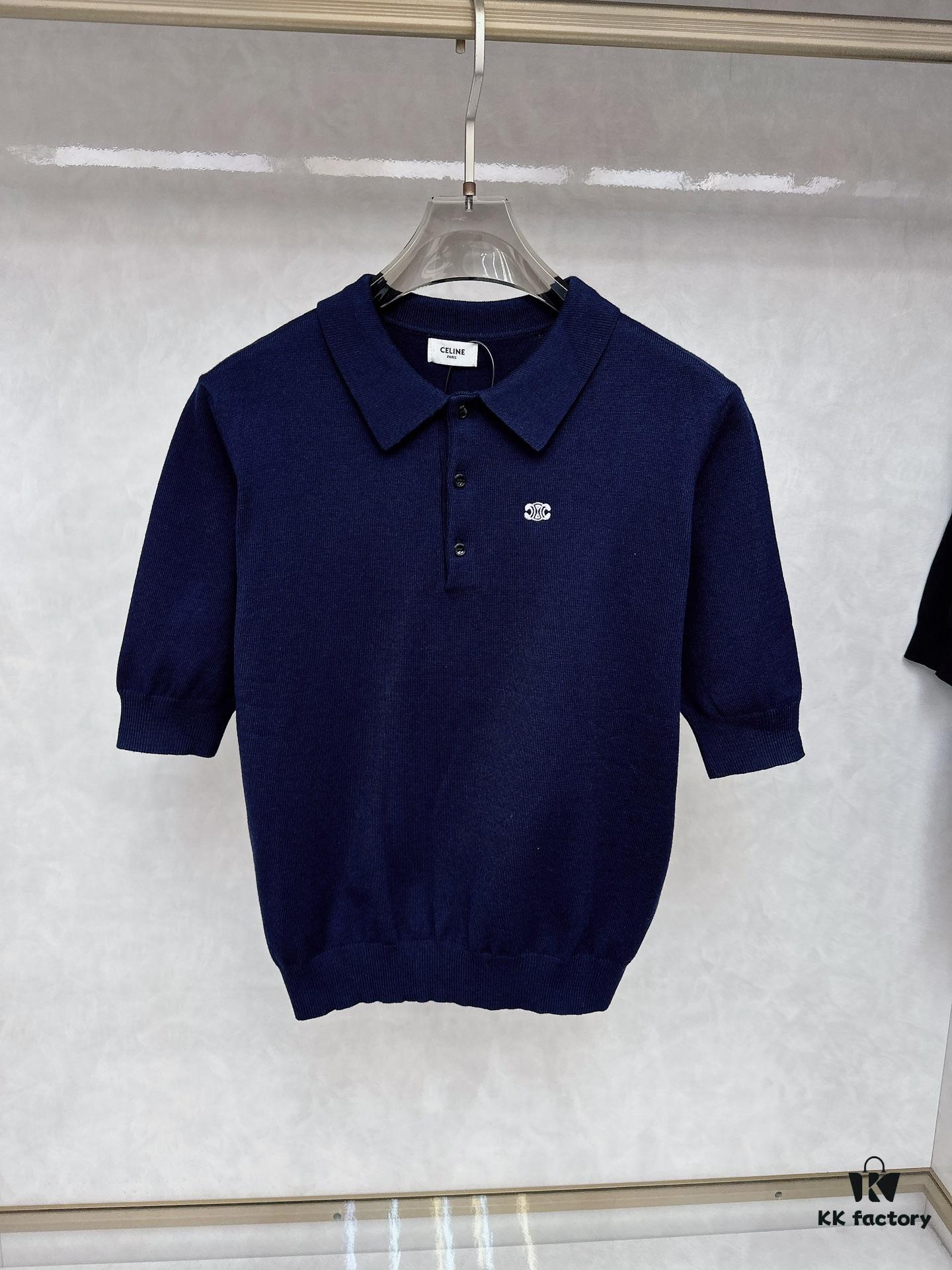 CELINE Arc de Triomphe Embroidered Polo Shirt