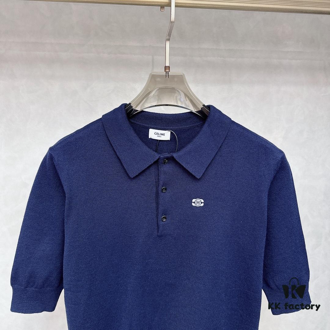 CELINE Arc de Triomphe Embroidered Polo Shirt