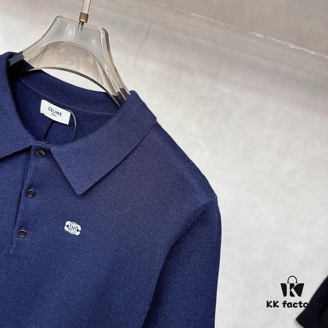 CELINE Arc de Triomphe Embroidered Polo Shirt
