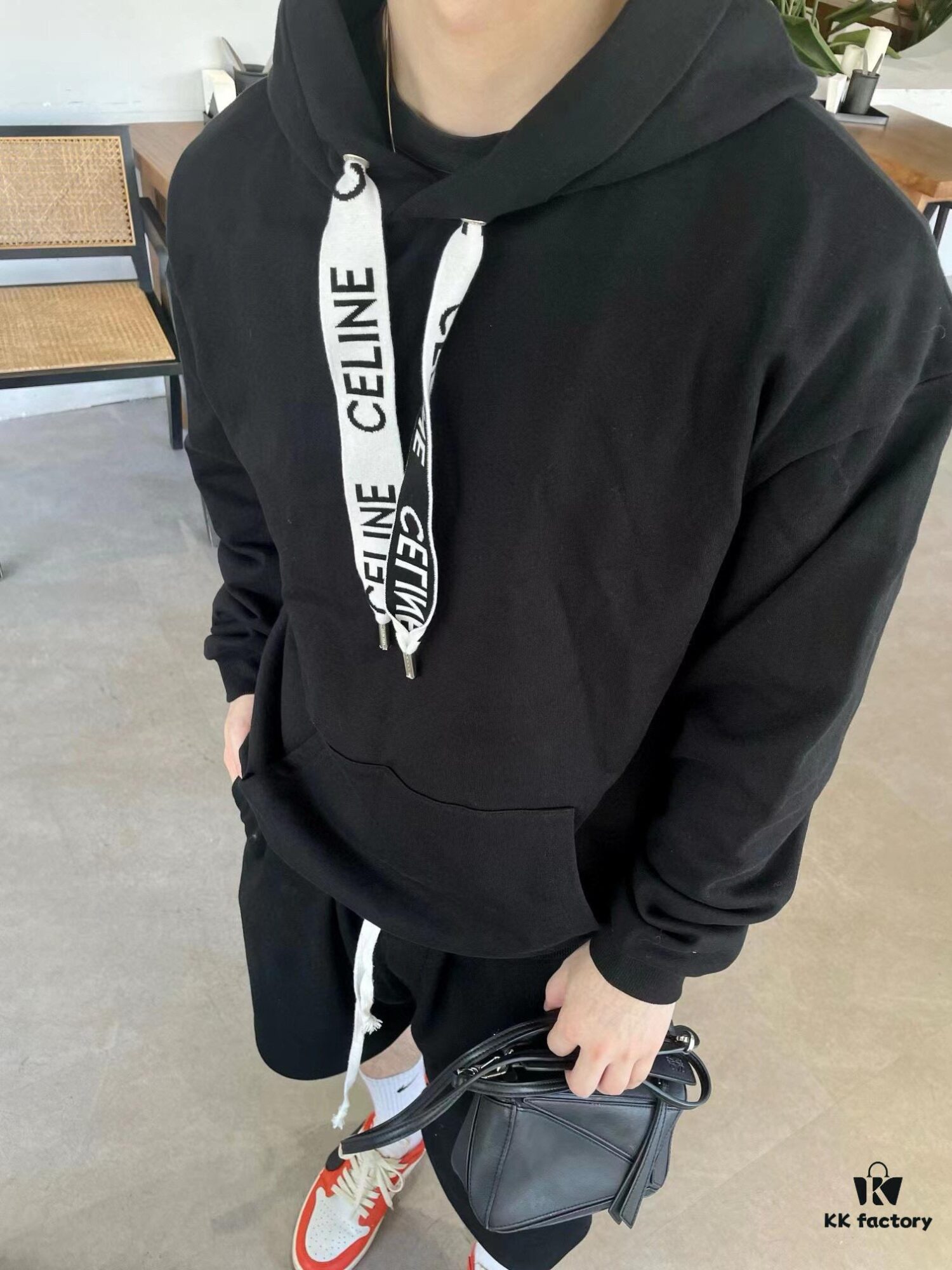 CELINE Letter Tape Drawstring Hoodie