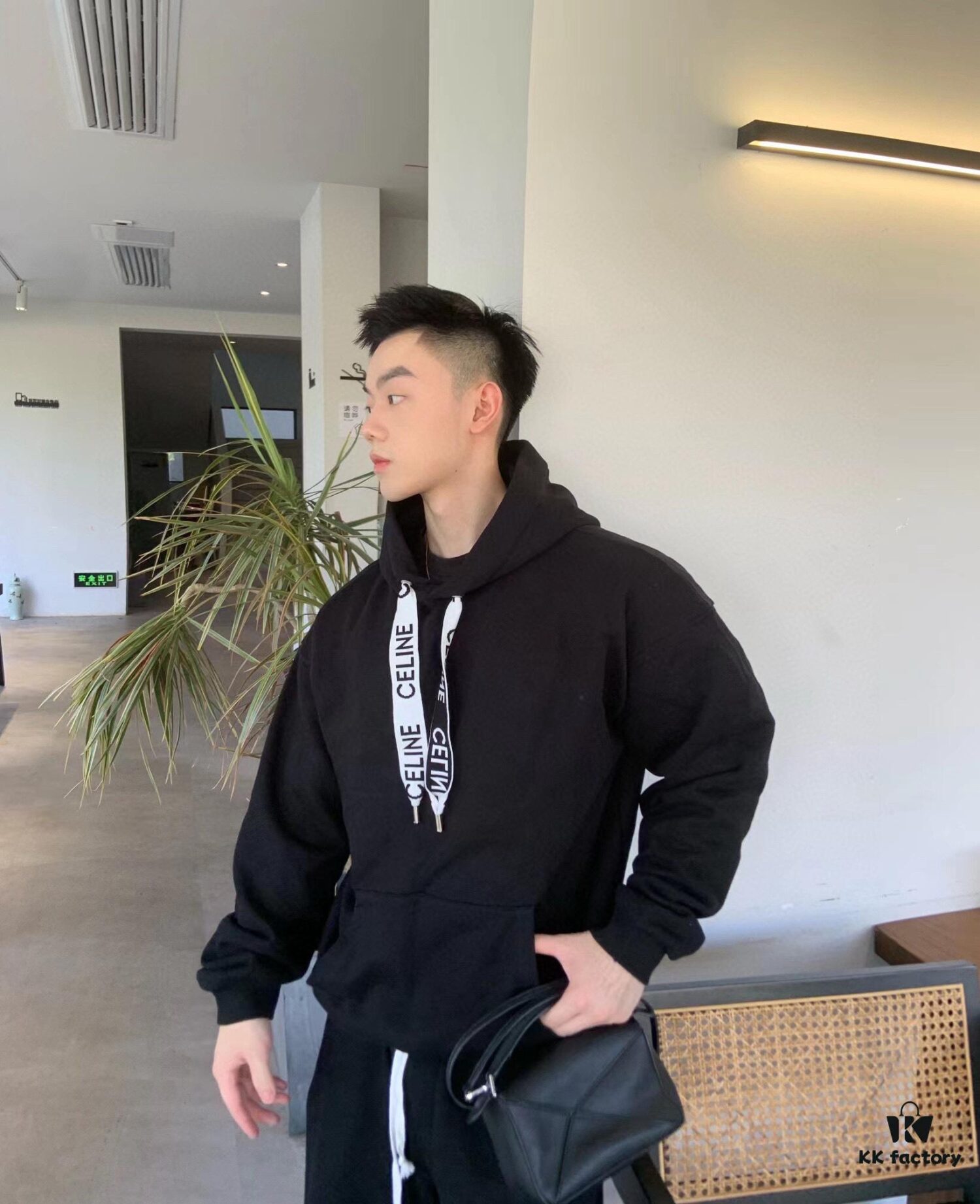 CELINE Letter Tape Drawstring Hoodie