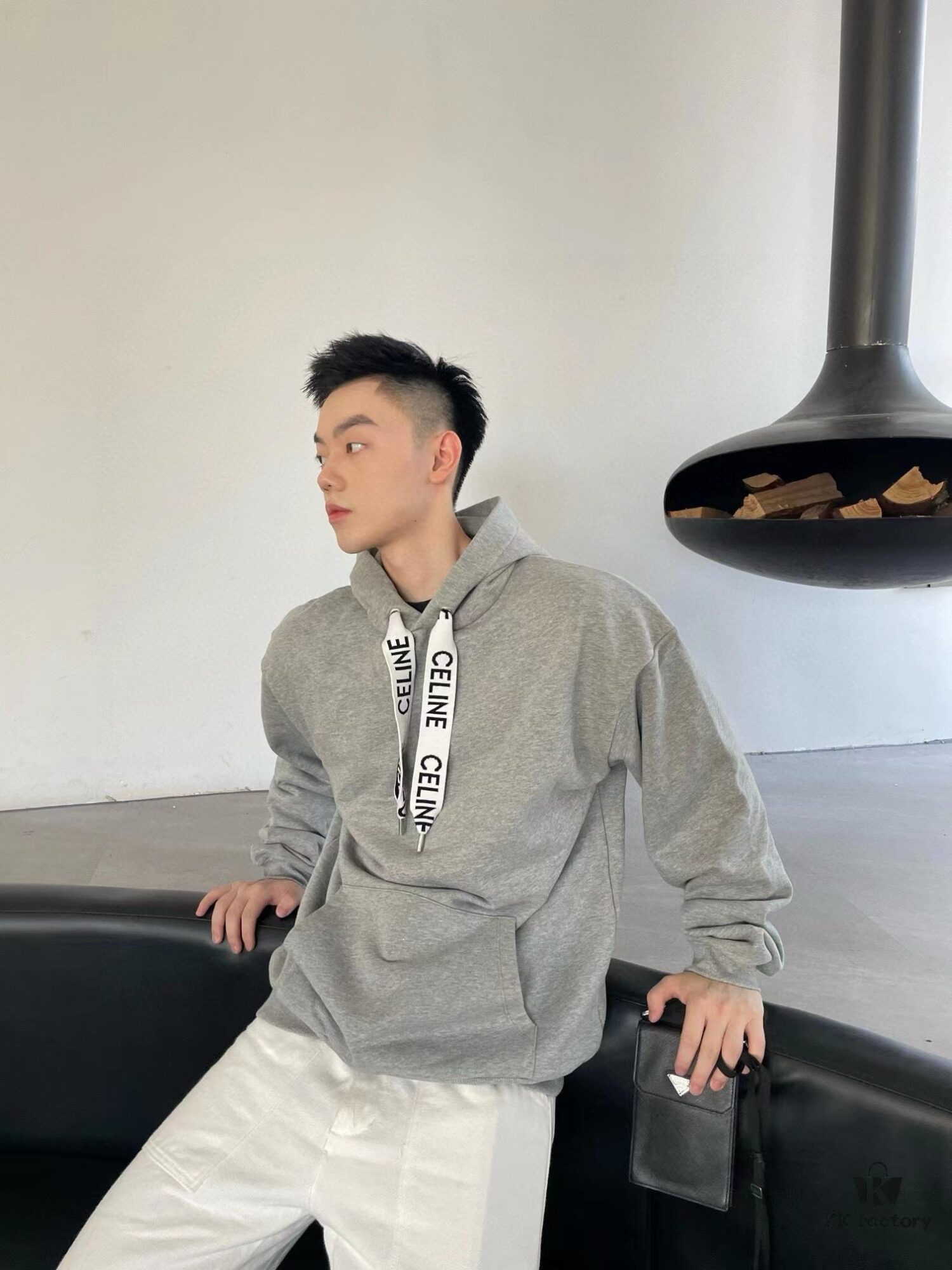 CELINE Letter Tape Drawstring Hoodie