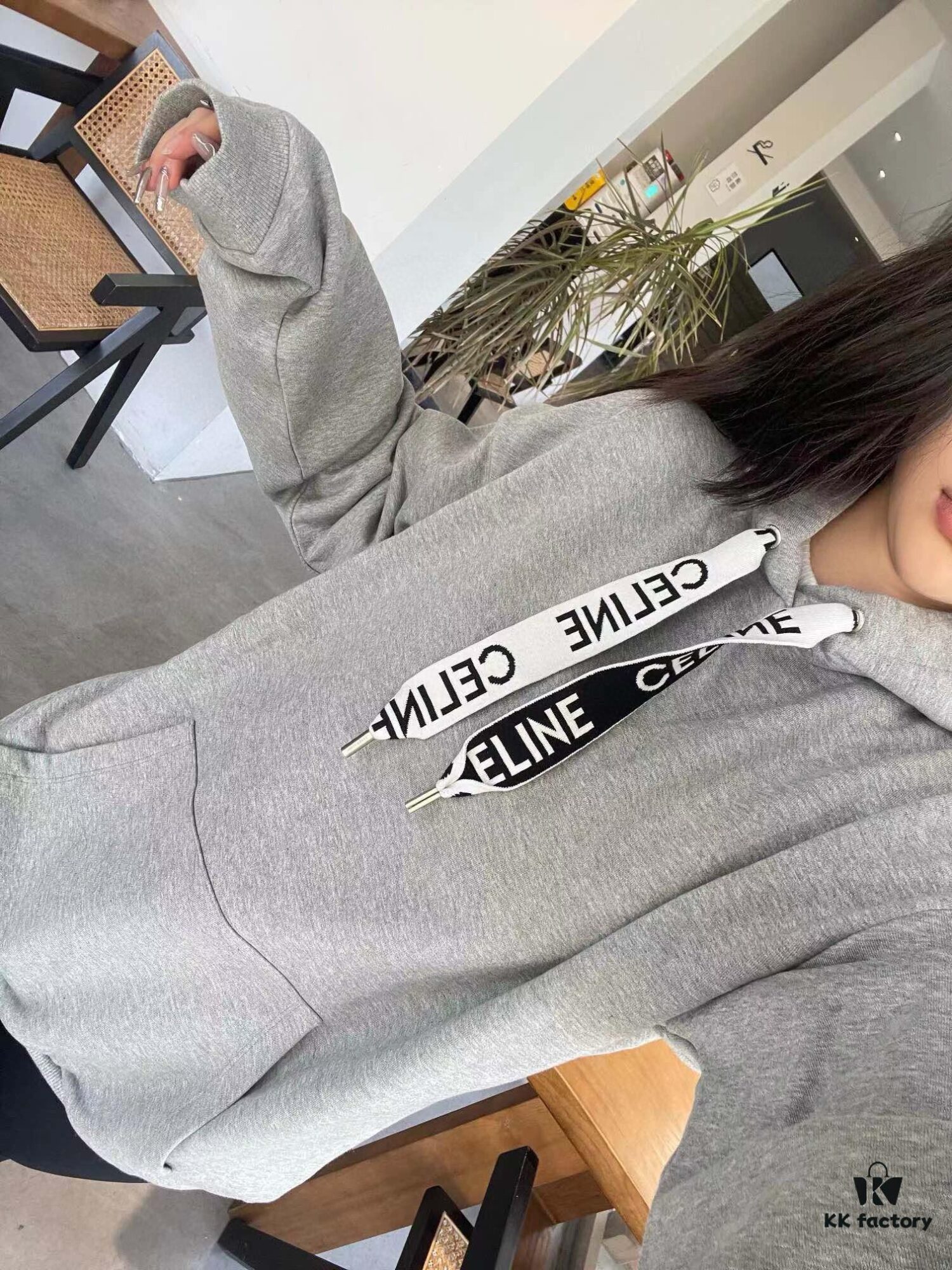 CELINE Letter Tape Drawstring Hoodie